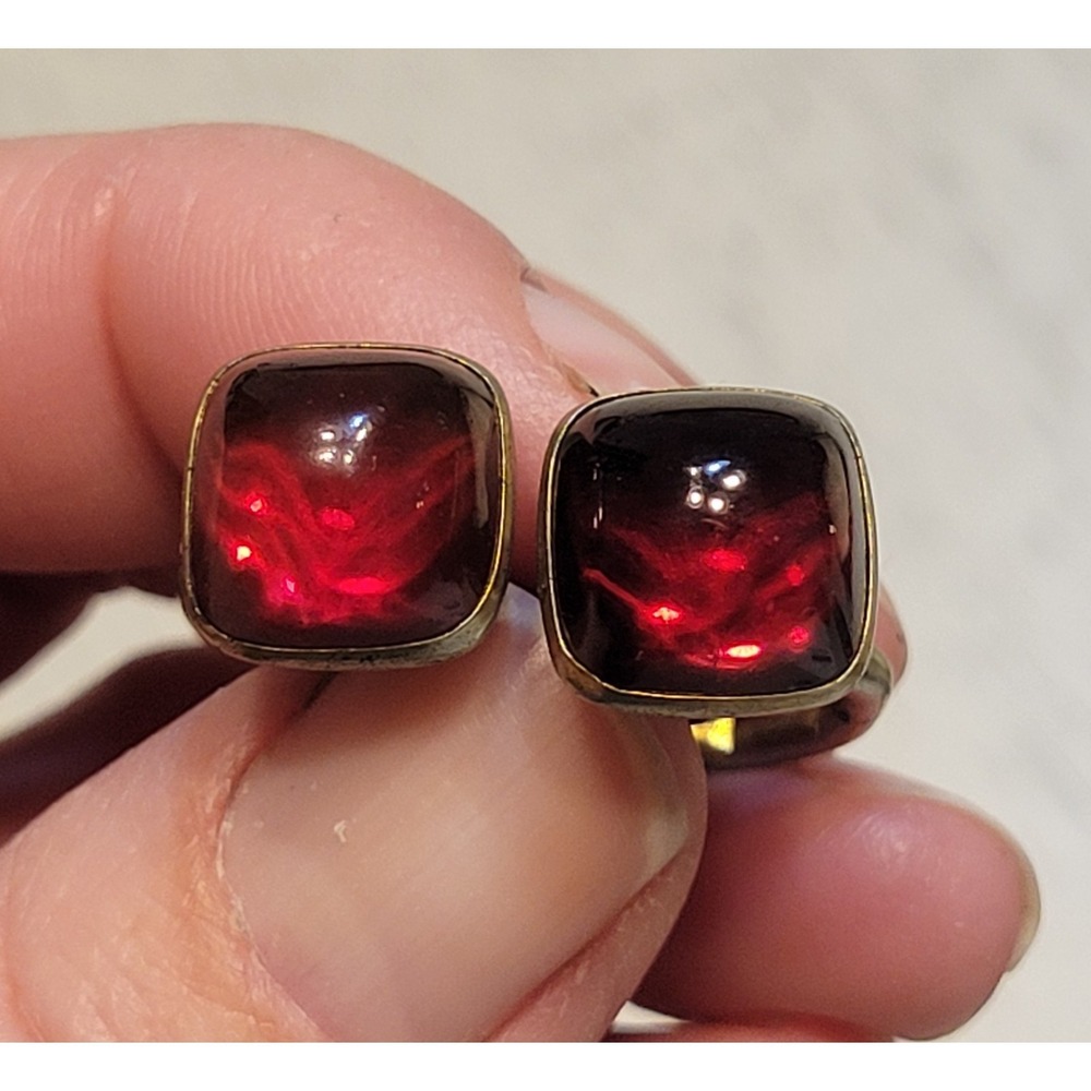 Vintage Hickok Red Glass Cufflinks Men's Accessories Gifts  For‎ Him Pastor Gift